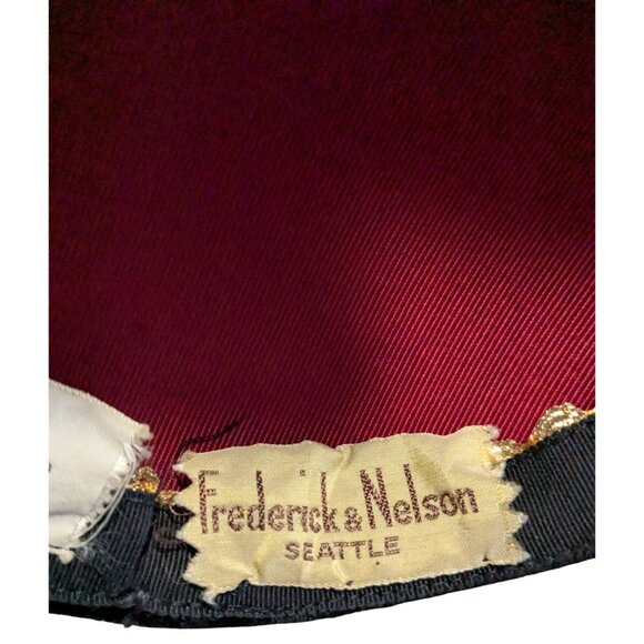 Vintage Black Velvet Hat With Bows Betmar For Frederick & Nelson Seattle - Picture 5 of 11